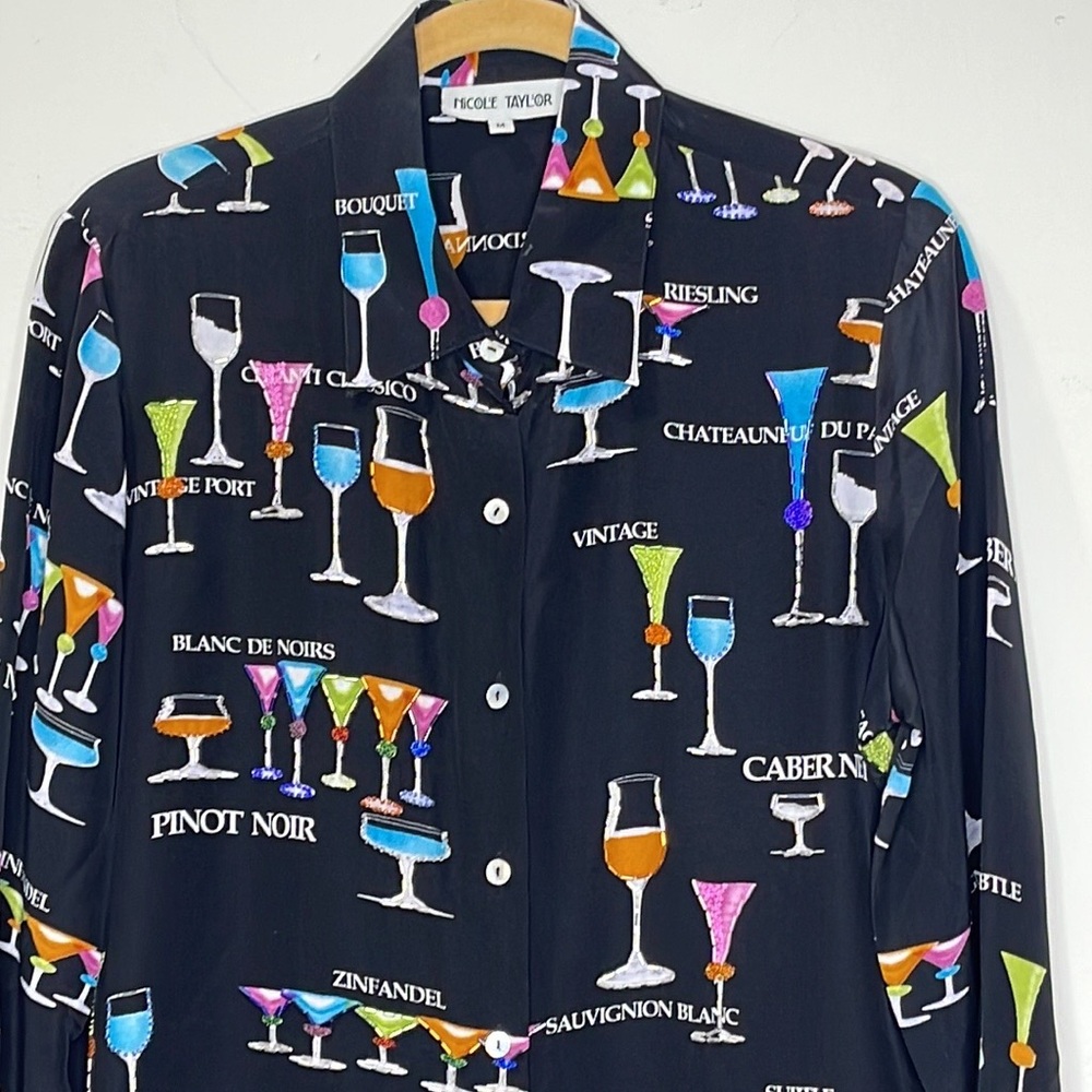 Nicole Taylor Wine Mom 90s Beaded Silk Blouse - Picture 8 of 10